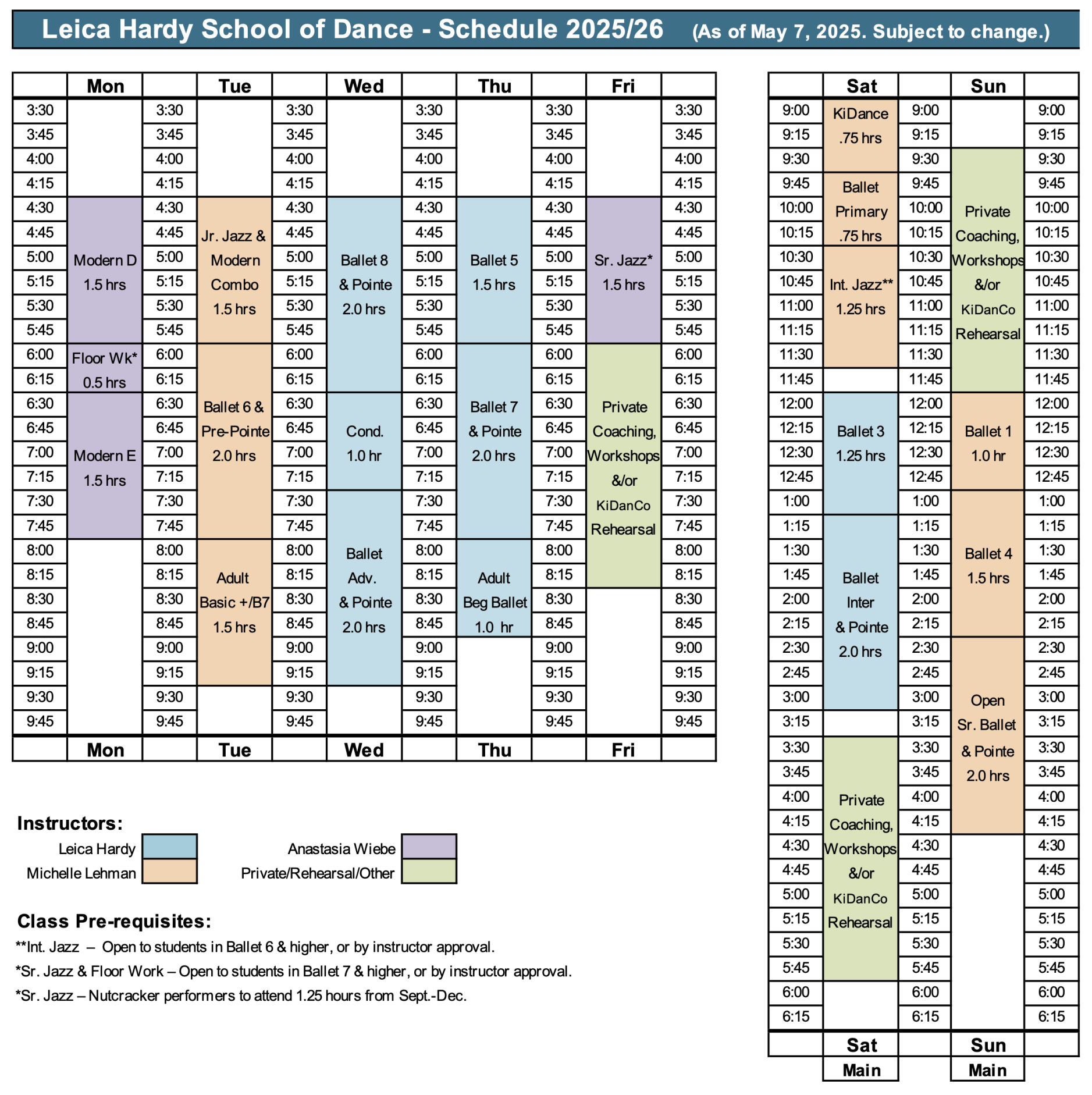 2025/26 Schedule
