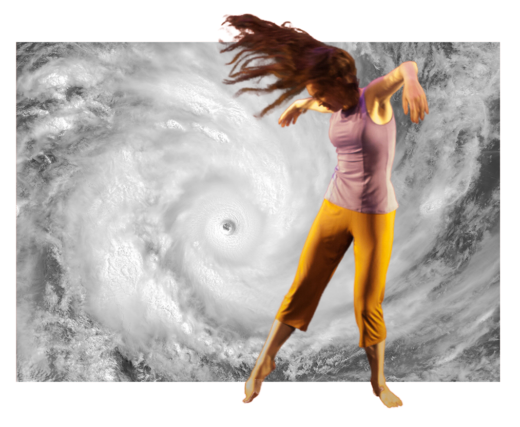 Julia Sarty in hurricane.